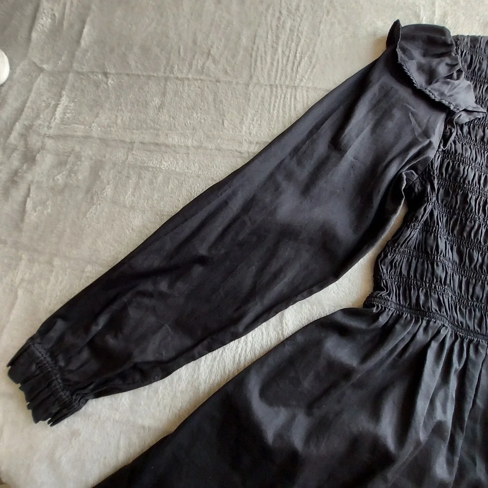 GAP Womens Dress S Smocked Ruffle Gothic Witchy Vampy Grunge Goth Cottagecore - Picture 8 of 14